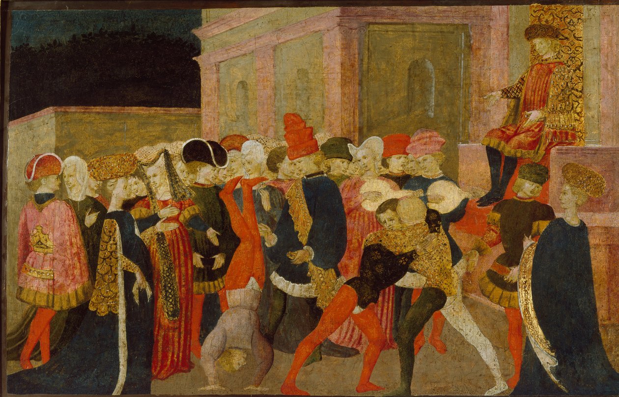 Sabiininaisten raiskaus, 1400-luku tekijältä Apollonio di Giovanni di Tommaso