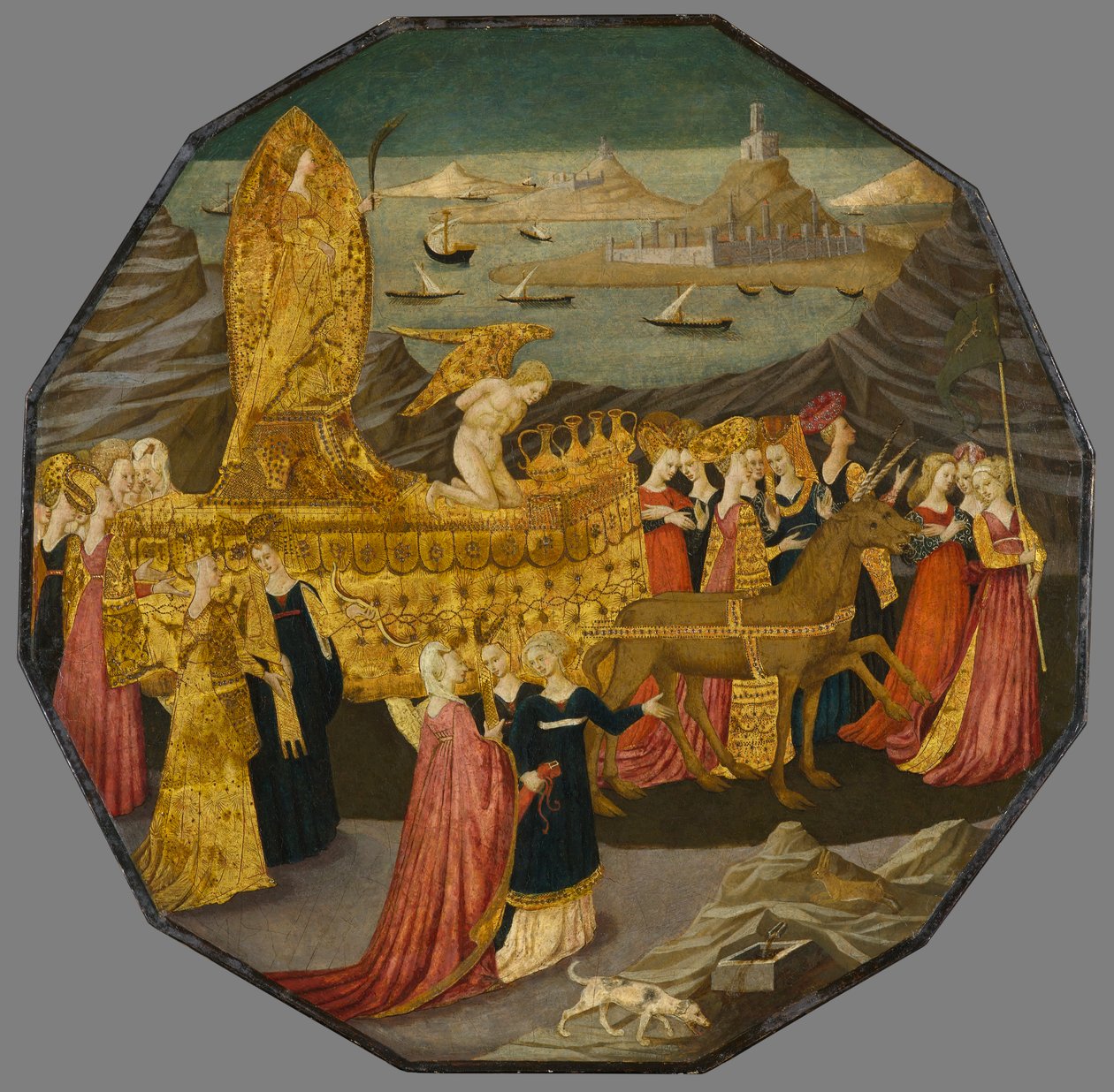 Siveyden voitto, noin 1450-1460 (tempera ja kultalehti paneelissa) tekijältä Apollonio di Giovanni di Tommaso