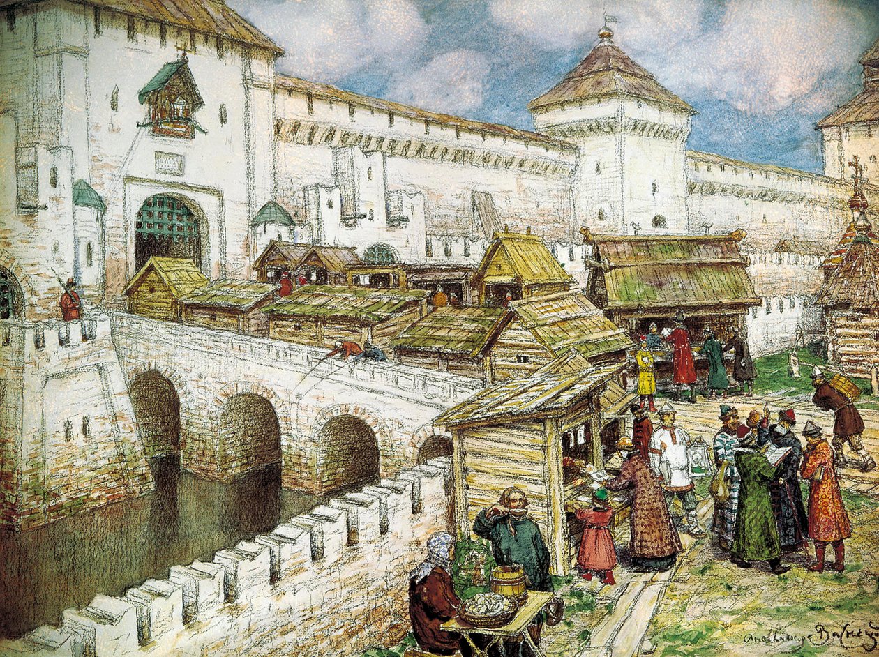 Kirjakaupat Kristus Vapahtaja -sillalla, 1916. tekijältä Appolinari Mikhaylovich Vasnetsov