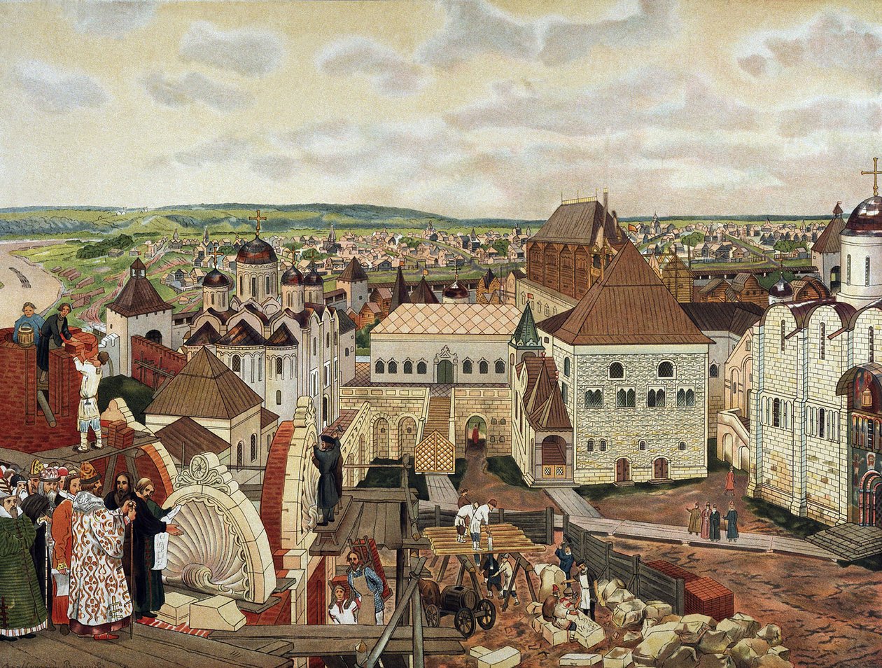 aMoskovan Kremlissä 1800-luvun lopulla - 1900-luvun alkupuolella. tekijältä Appolinari Mikhaylovich Vasnetsov