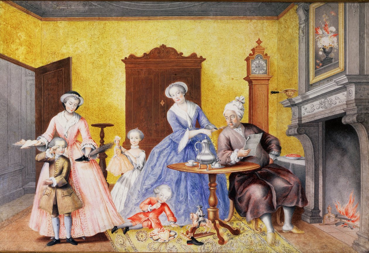 Joulu Itävallan keisarinna Maria Teresan (1717-80) kuninkaallisessa talossa miehensä Francis I:n (1708-65) ja lasten Maria Christine, Ferdinand I (myöhemmin Modenan herttua) (1754-1806) kanssa, maaliskuu tekijältä Archduchess of Austria Maria Christine