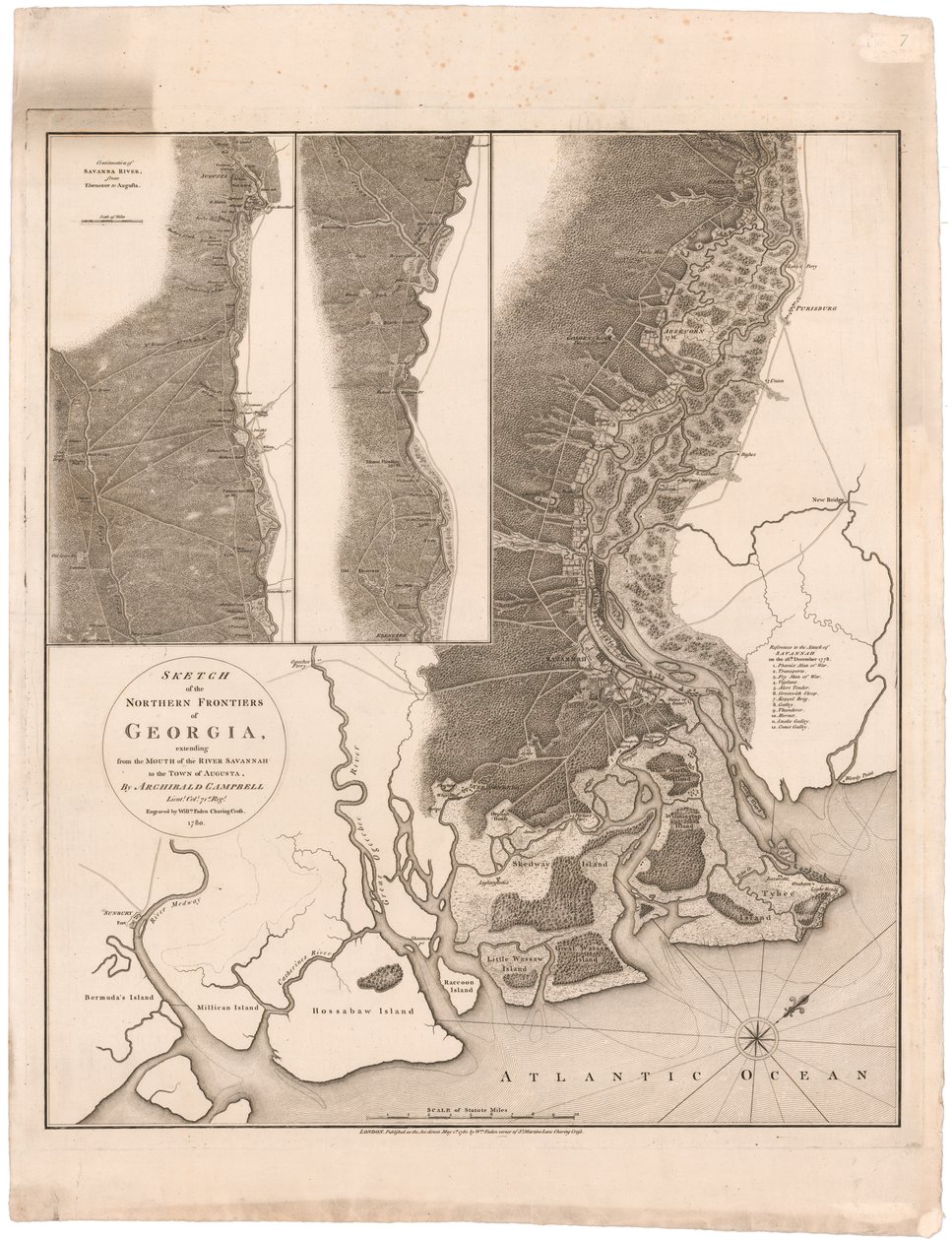 Campbellin kartta Georgian pohjoisista rajoista tekijältä Archibald (after) Campbell