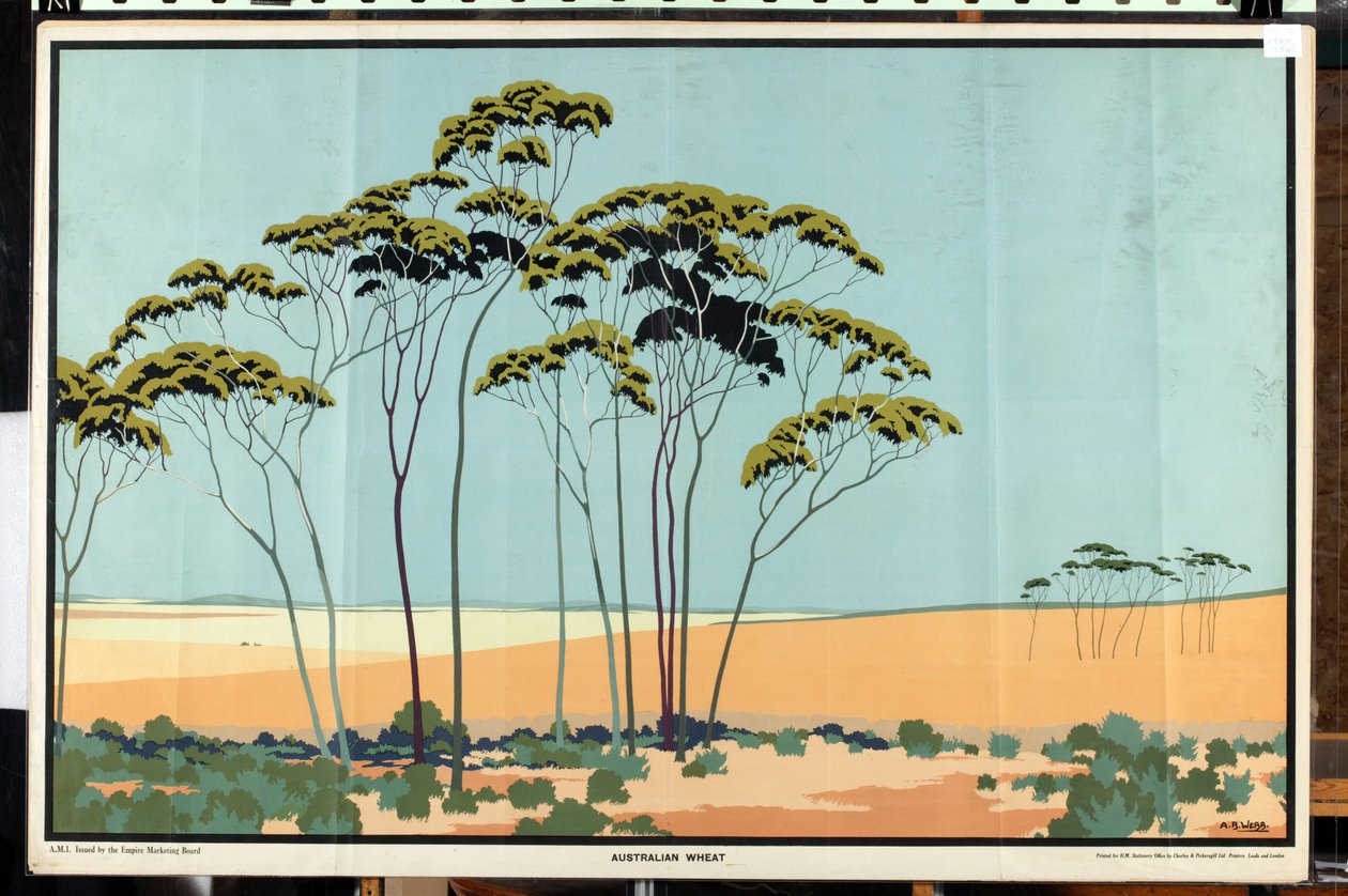 Australian Wheat, sarjasta "Australian Wealth of Wheat and Wool" (väri litho) tekijältä Archibald Bertram Webb