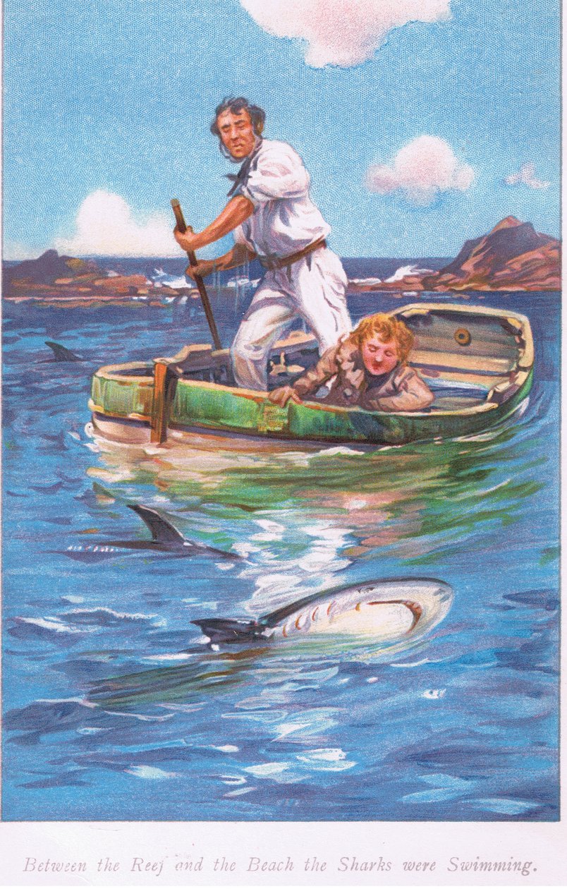 Riutan ja rannan välissä hait uivat, 1900-luku tekijältä Archibald Webb