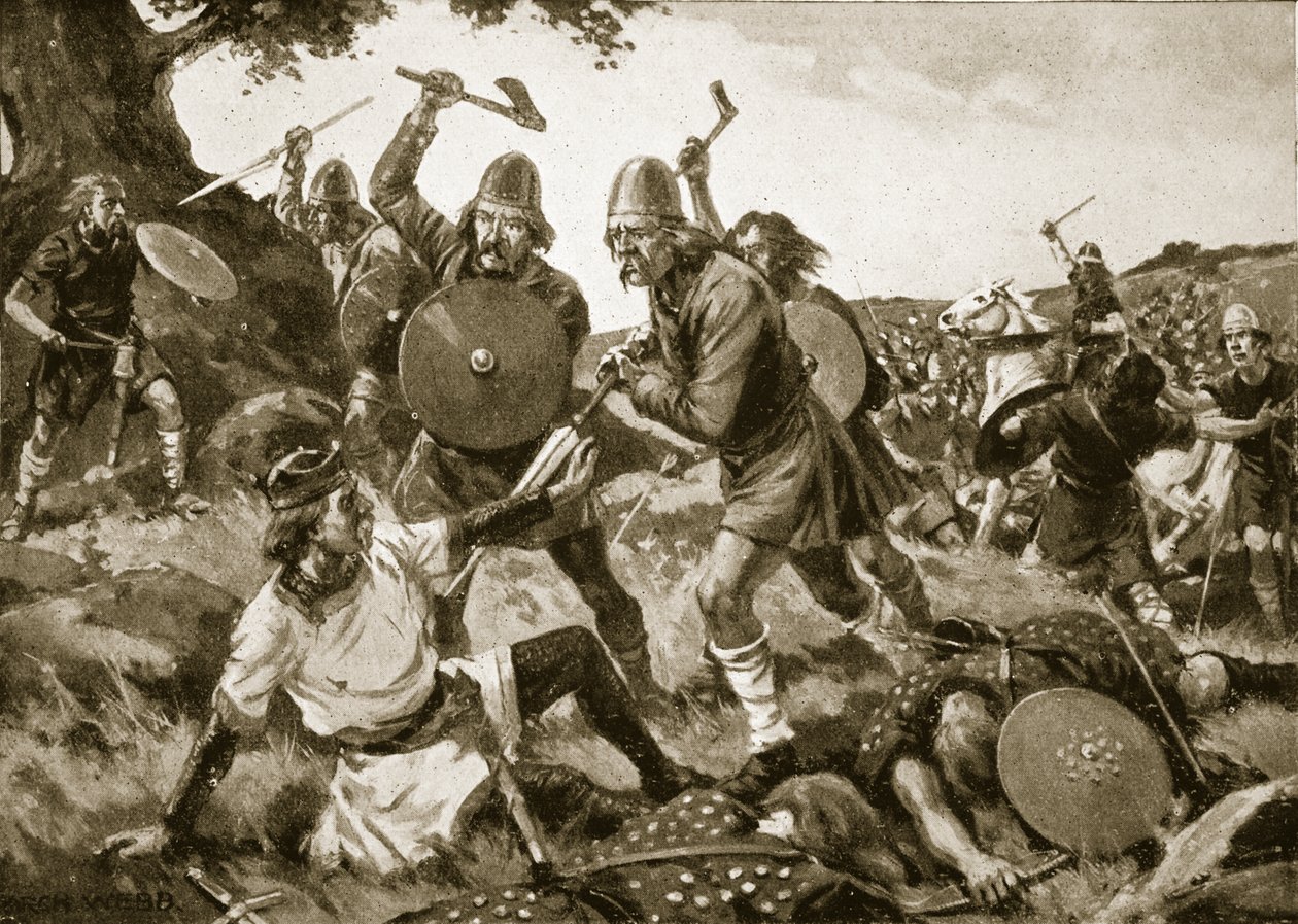 Kuningas Oswaldin tappio ja kuolema, 642, kuvitus teoksesta 