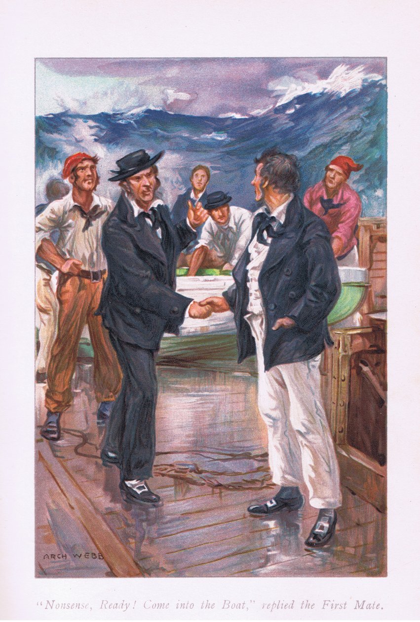 Hölynpölyä valmiina!, tule veneeseen, vastasi perämies, 1900-luku tekijältä Archibald Webb