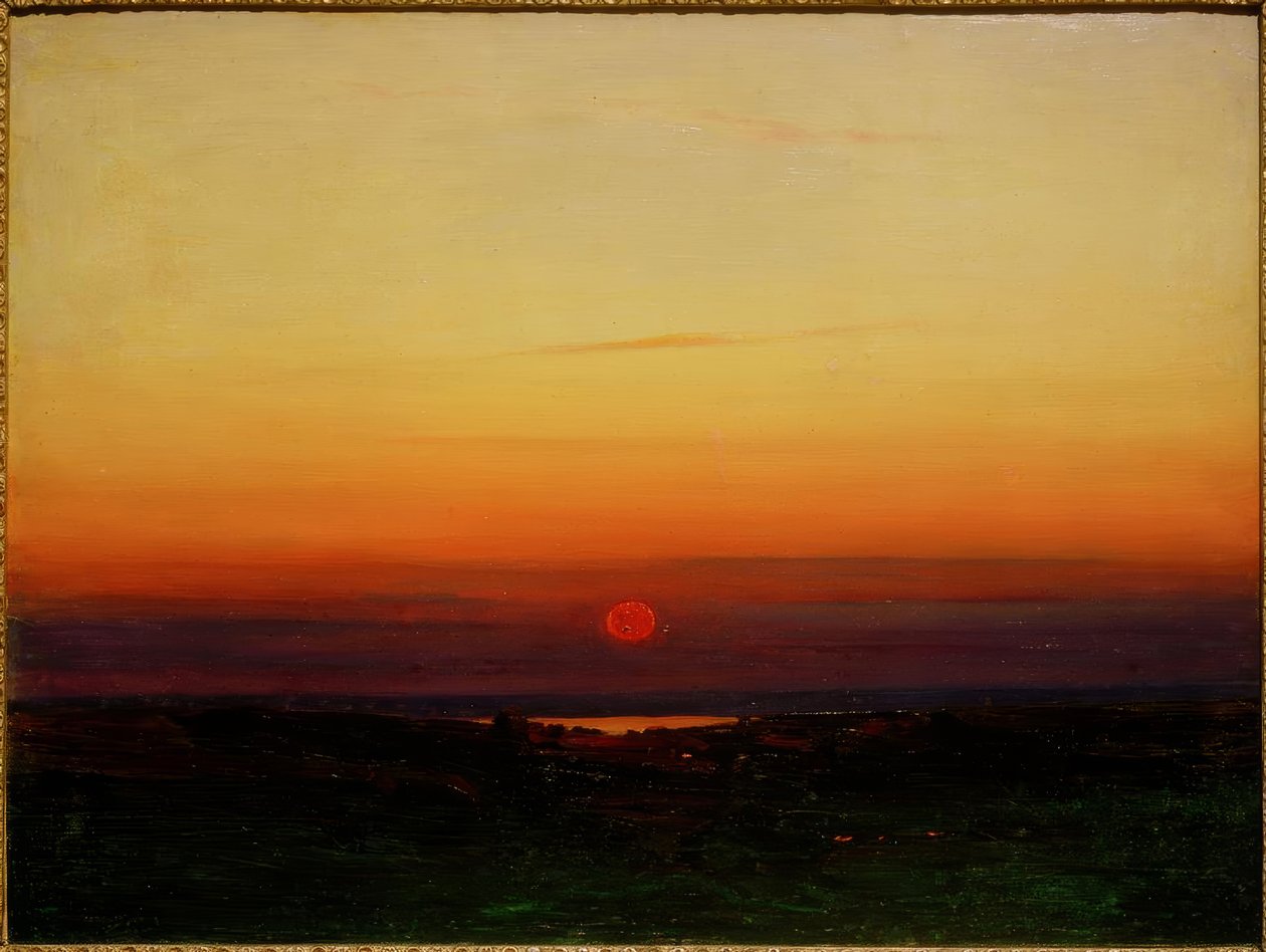 Sonnenuntergang über der Steppe an einem Seeufer tekijältä Archip Iwanowitsch Kuindschi