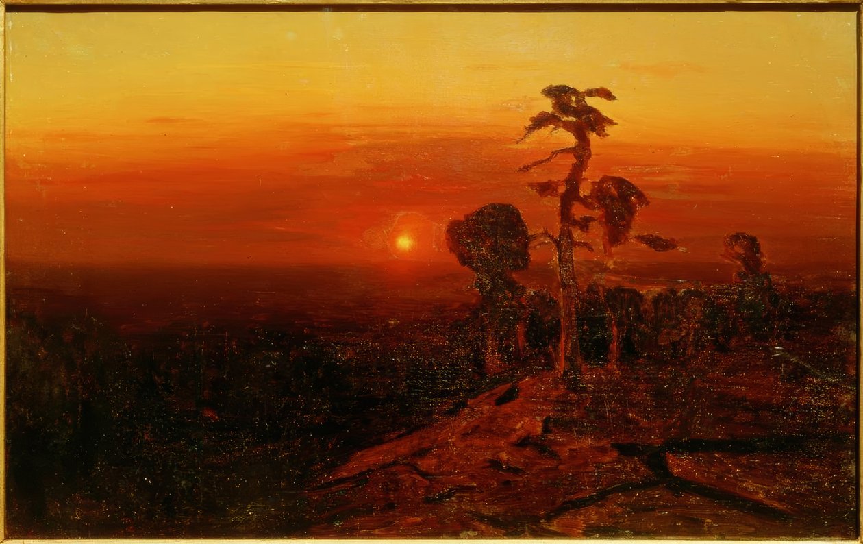Sonnenuntergang über einem Kiefernwald tekijältä Archip Iwanowitsch Kuindschi
