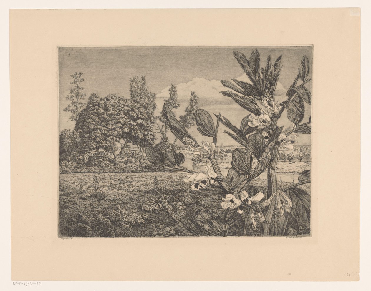 Maisema kukkien kanssa tekijältä Arend Hendriks (signed by artist)