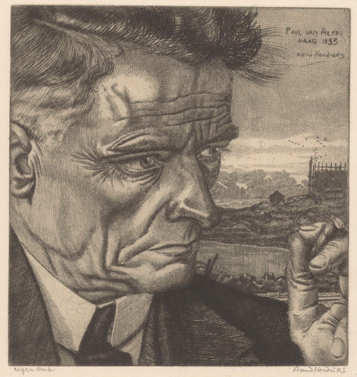 Paul van Alfin muotokuva tekijältä Arend Hendriks (signed by artist)