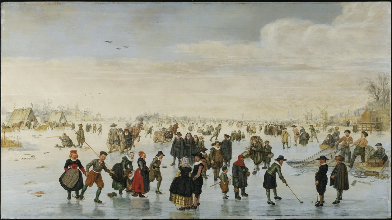Luistelijoita Amstelilla, noin 1620 tekijältä Arent Arentsz