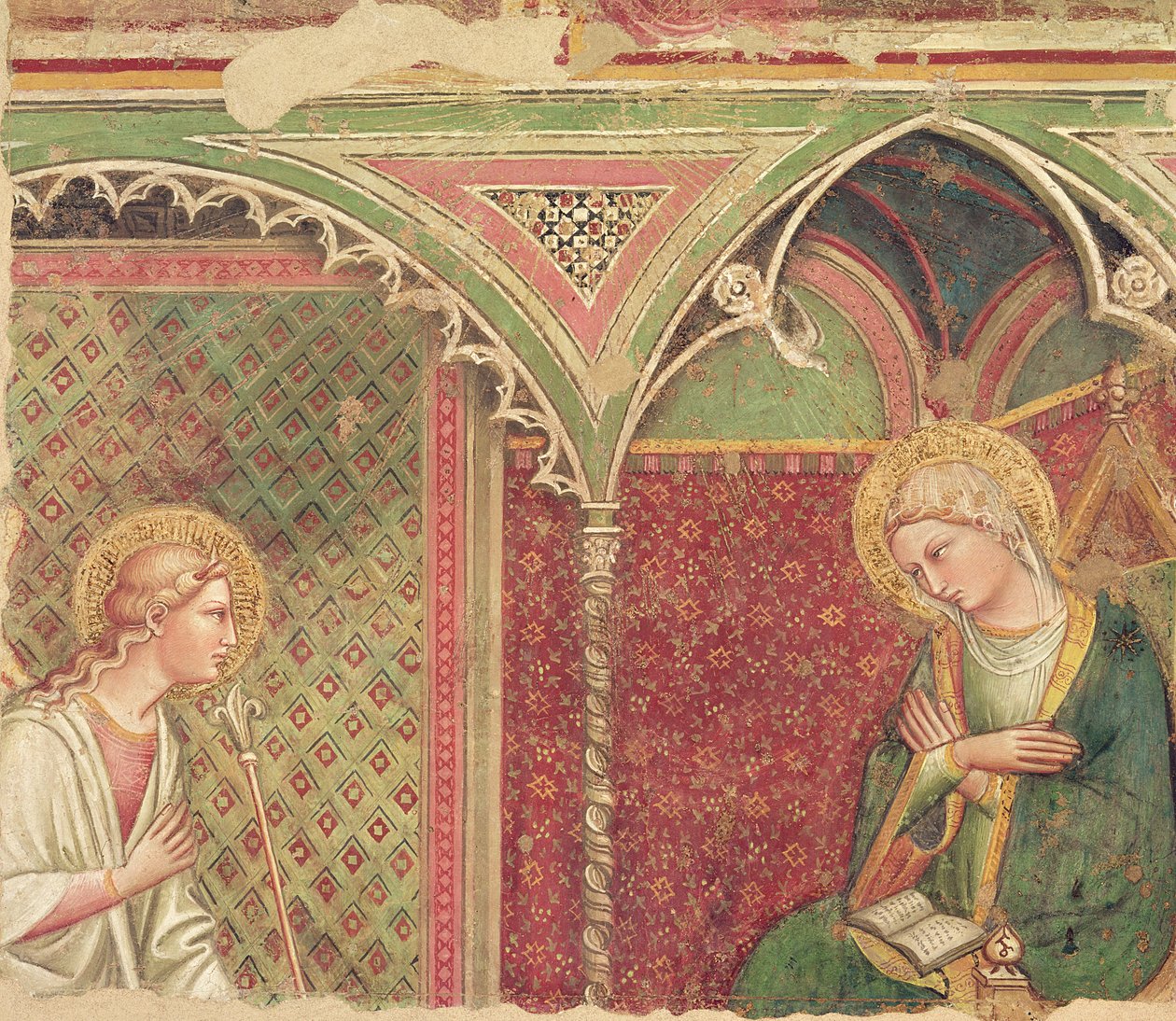 Yksityiskohta Ilmoituksesta, n. 1370 tekijältä Aretino Luca Spinello or Spinelli
