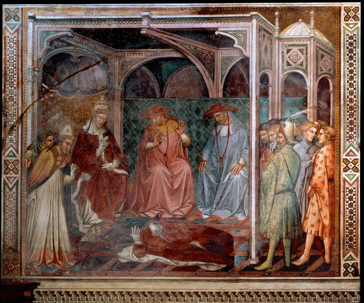 Keisari Frederick Barbarossa alistuu paavi Aleksanteri III:lle, mikä johtaa Lateraanien 3. kirkolliskokoukseen vuonna 1179 (Fresko tekijältä Aretino Luca Spinello or Spinelli