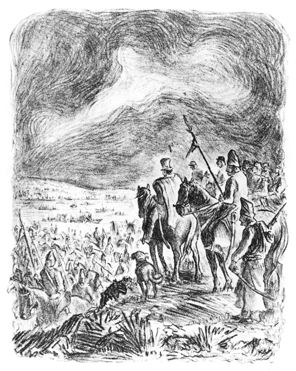 Kuvitus Domingo Faustino Sarmienton (1811-88) teoksesta "Campana en el ejercito grande" tekijältä Argentinian School