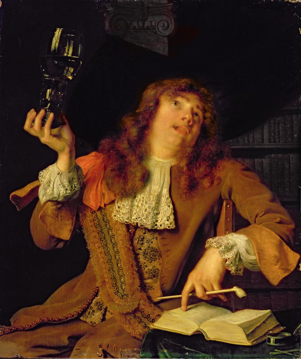 The Wanton Student, 1678 (öljy tammen päällä) tekijältä Arie de Vois