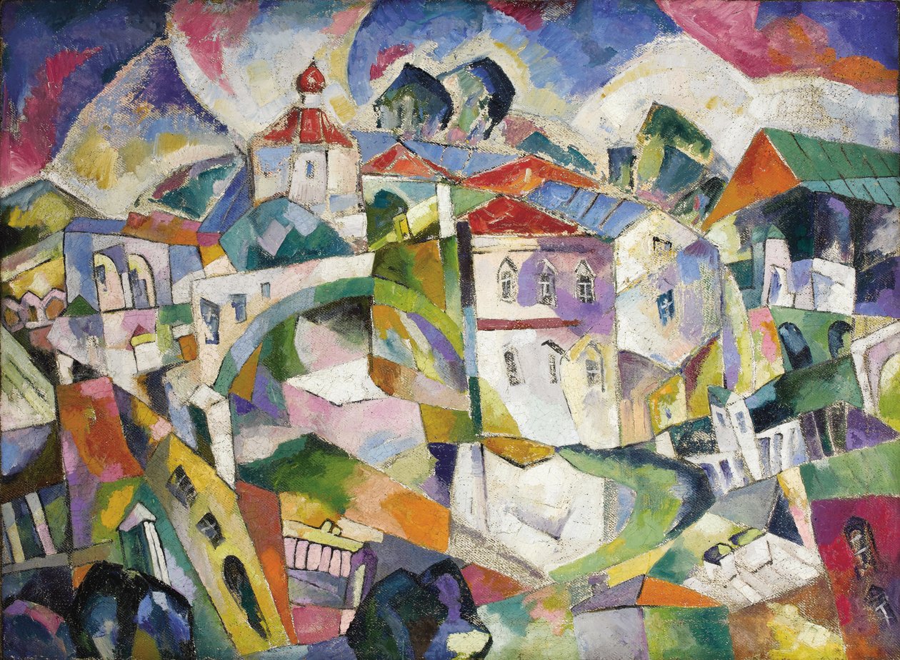 Kubistinen kaupunkikuva, 1910-luku tekijältä Aristarkh Vasilievic Lentulov