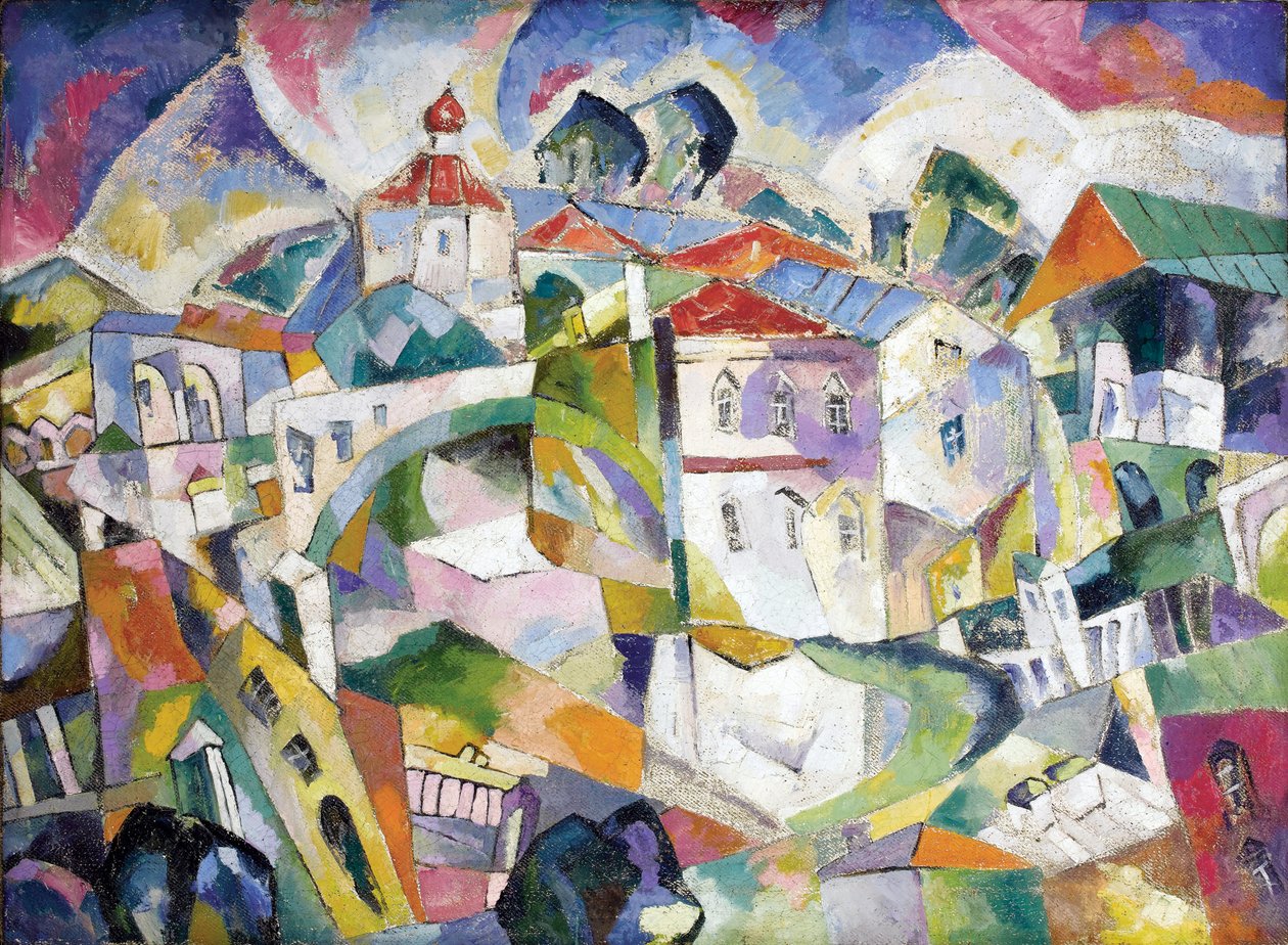 Kubistinen maisema, noin 1910 (öljy kankaalle) tekijältä Aristarkh Vasilievic Lentulov
