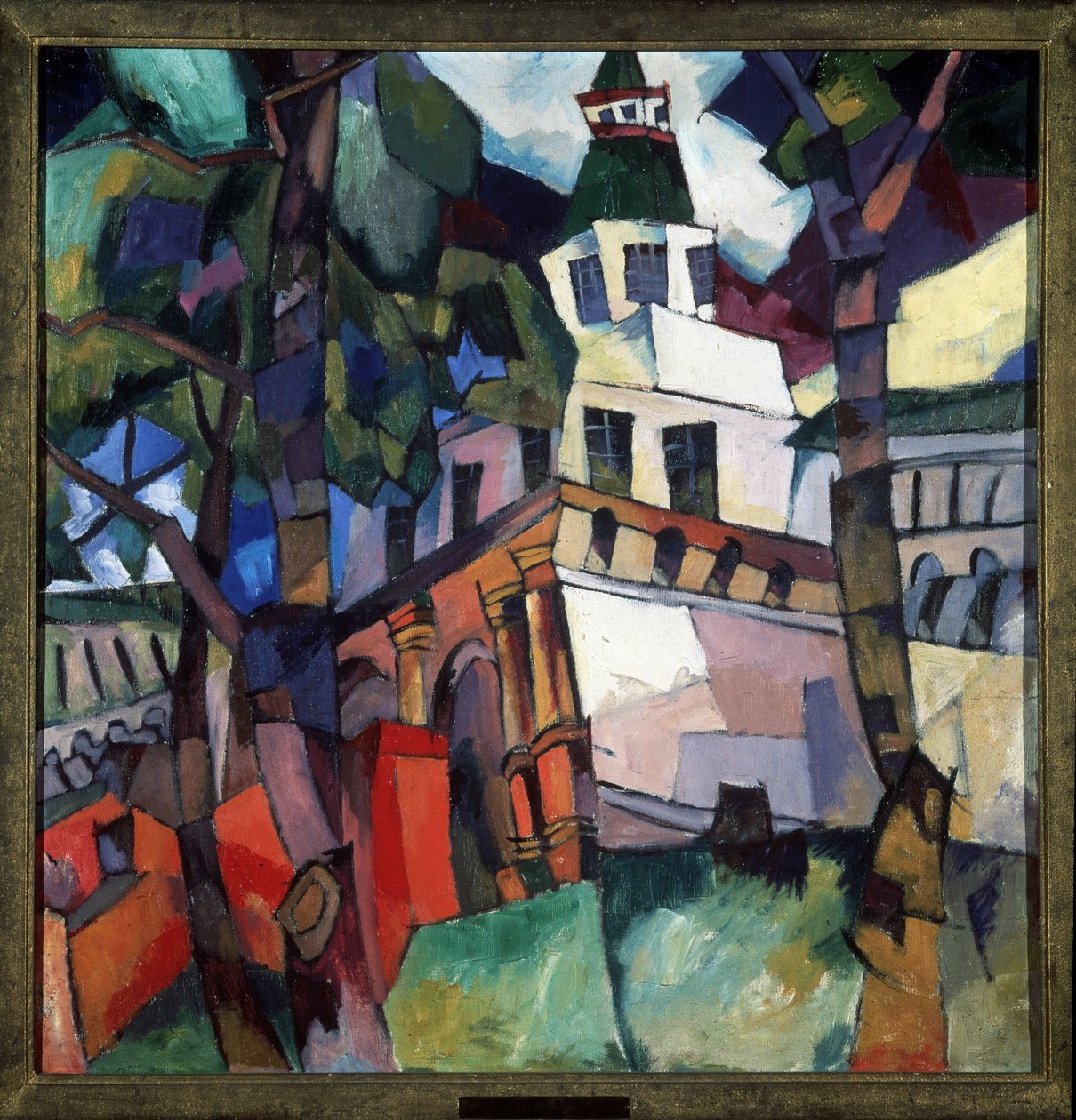 Jerusalemin (Israel) uuden luostarin porttitorni. (Porttitorni, Uusi Jerusalemin luostari). Aristarkh Vasilyevich Lentulov (Lentulov) (1882-1943) maalaus, öljy kankaalle tekijältä Aristarkh Vasilievic Lentulov