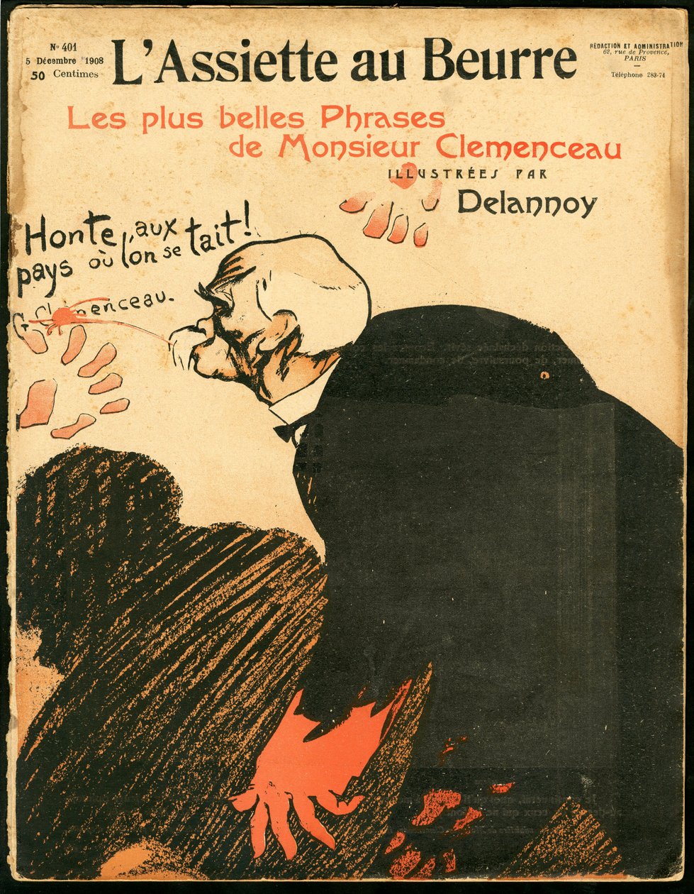 Kansi "" L’Plate au beurre", numero 401, Satiirinen väreissä tekijältä Aristide Delannoy