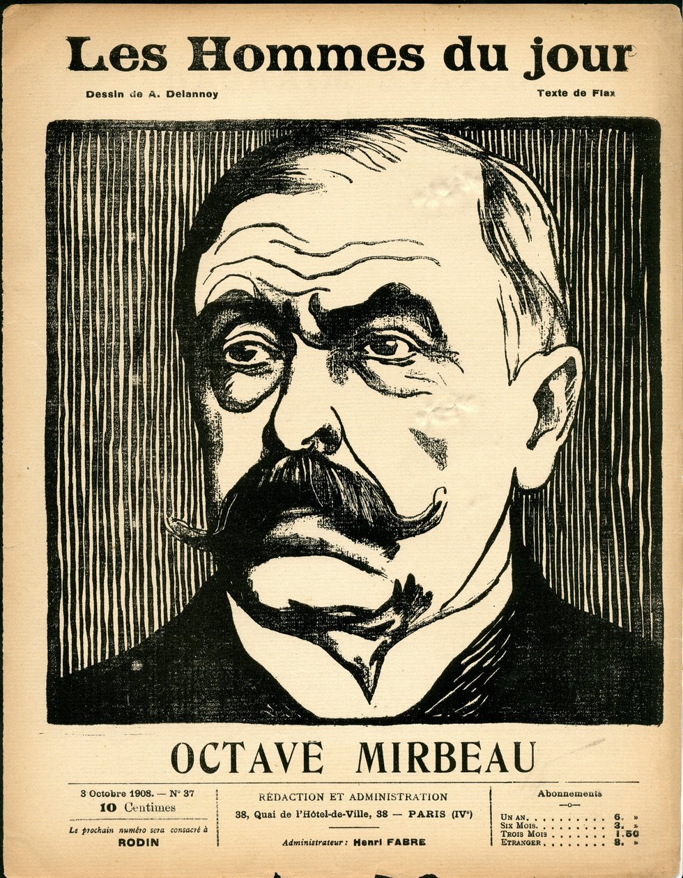 Kansi "" The Men of the Day "", Satiirinen mustavalko tekijältä Aristide Delannoy