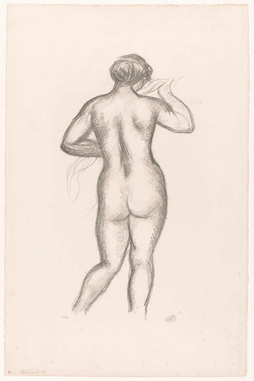 Nainen alaston takaa katsottuna Femme nue de dos (alkuperäinen nimi) tekijältä Aristide Maillol (signed by artist)