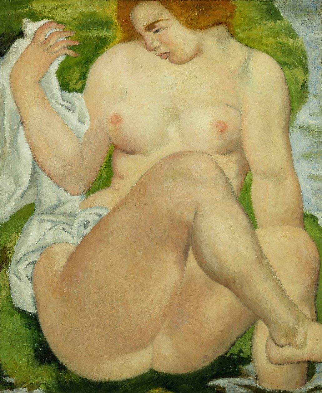 Uimajoen reunalla; Baigneuse au Bord de la Riviere, n. 1935 (öljy kankaalle) tekijältä Aristide Maillol