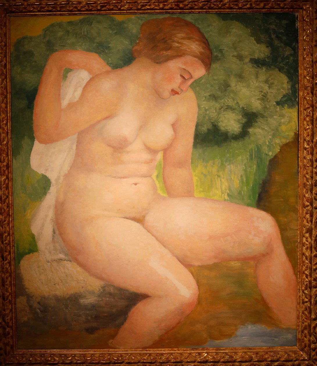 Kylpejä lehdossa, noin 1931 (öljy puulle) tekijältä Aristide Maillol
