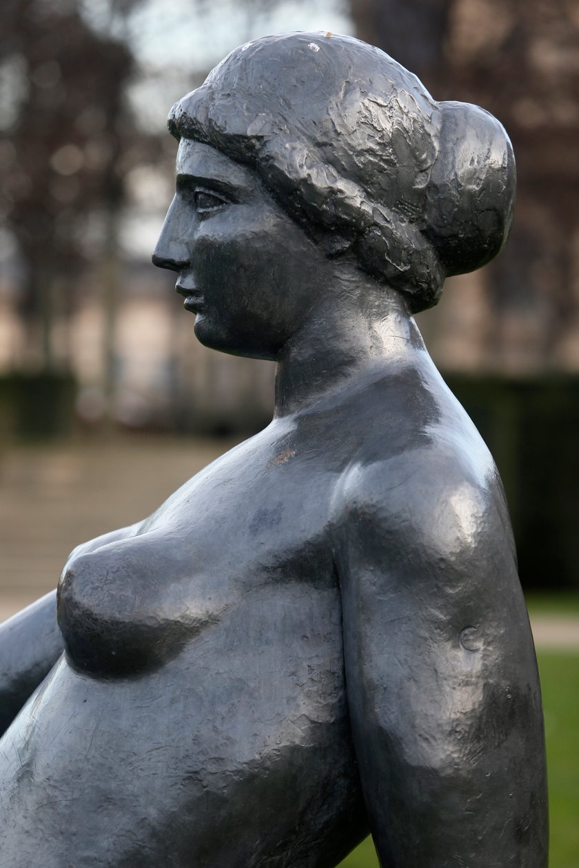 Jardin des tuileries, Aristide Maillol, Makaava nuori tyttö, pronssi 1921, Yksityiskohta, Pariisi, Ranska (kuva) tekijältä Aristide Maillol