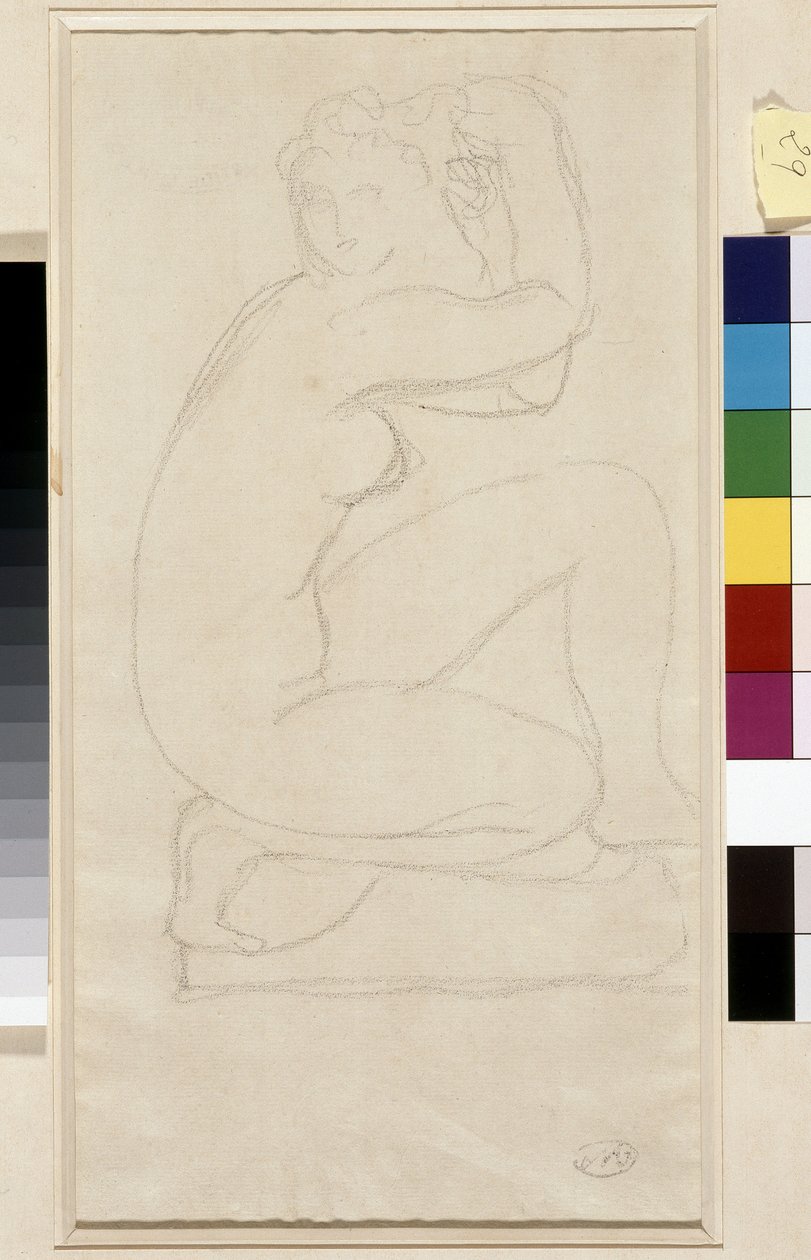 Paljaat hiukset. Piirustus: Aristide Maillol (1861-1944). Lyijy paperille. Mitat: 34 x 18,5 cm. Musee Cantini, Marseille tekijältä Aristide Maillol