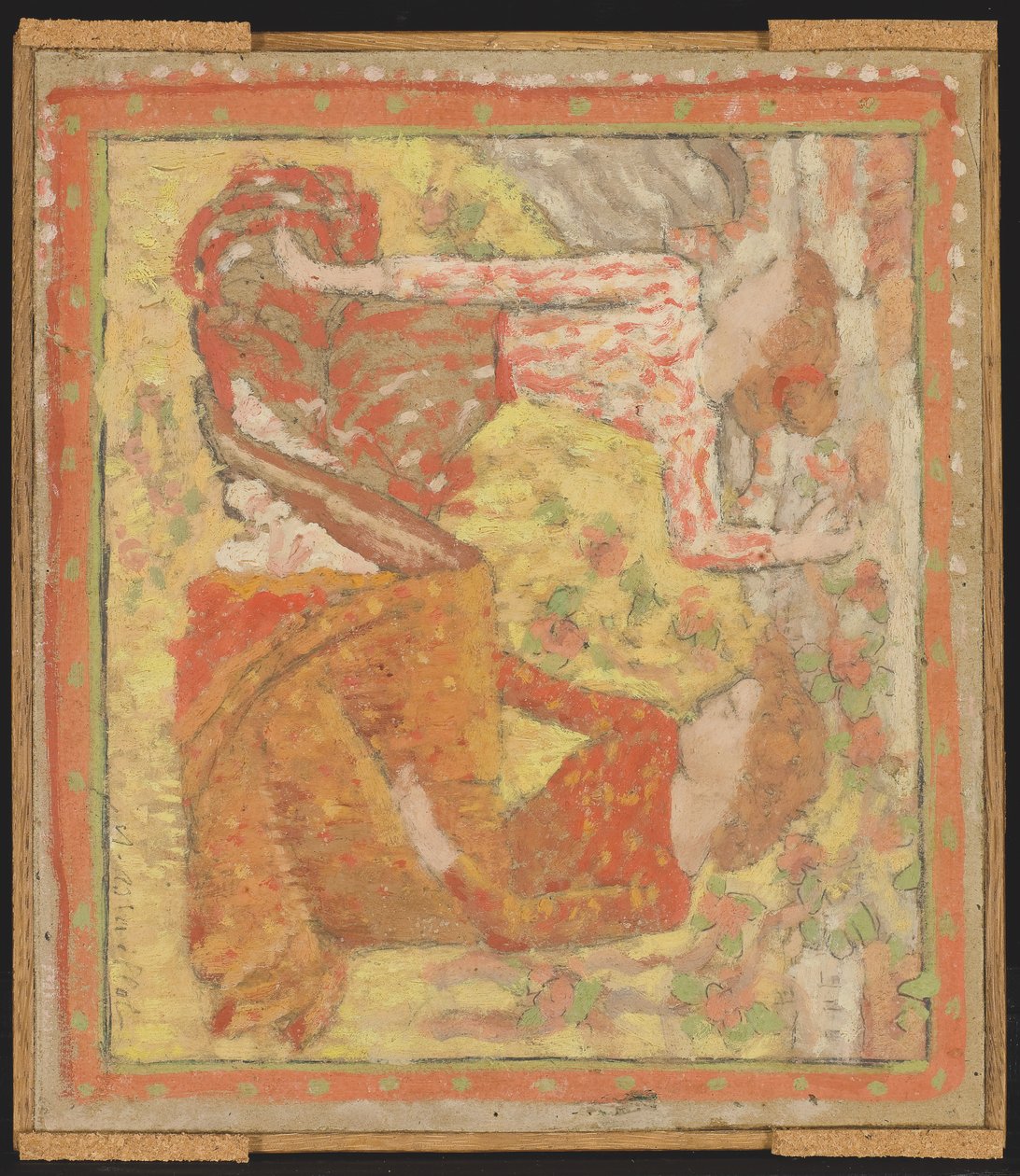 Kaksi nuorta tyttöä hedelmätarhassa (kuvakudosprojekti), n. 1895-1900 (öljy, tempera ja grafiitti pahvilla kiinnitettynä paneeliin) tekijältä Aristide Maillol