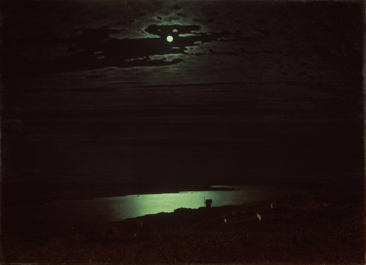 Kuutamoinen yö Dneprillä, 1880 tekijältä Arkhip Ivanovich Kuindzhi