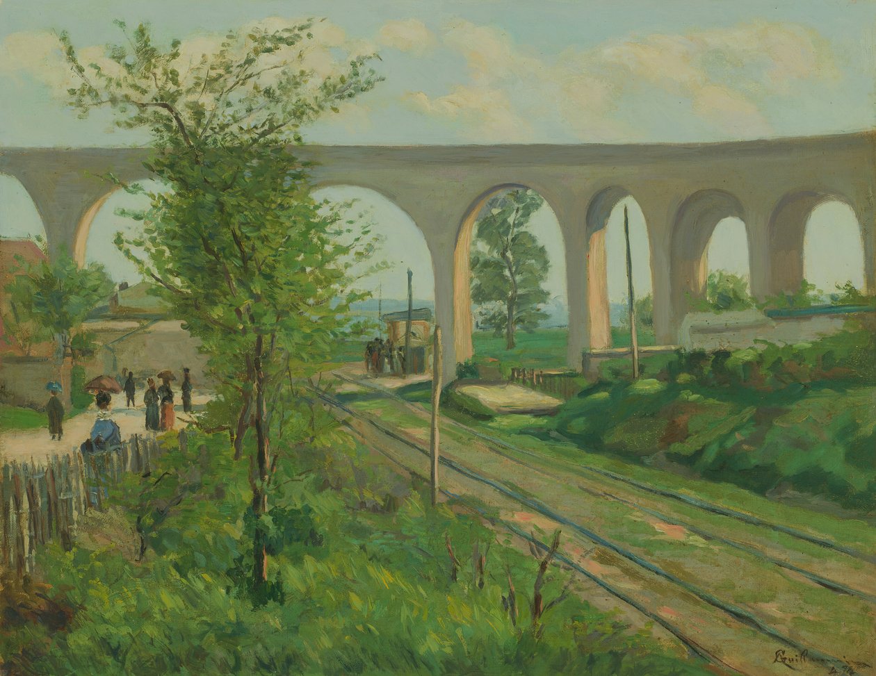 Arcueil Aqueduct Sceaux Railroad Crossingissa, 1874. tekijältä Armand Guillaumin