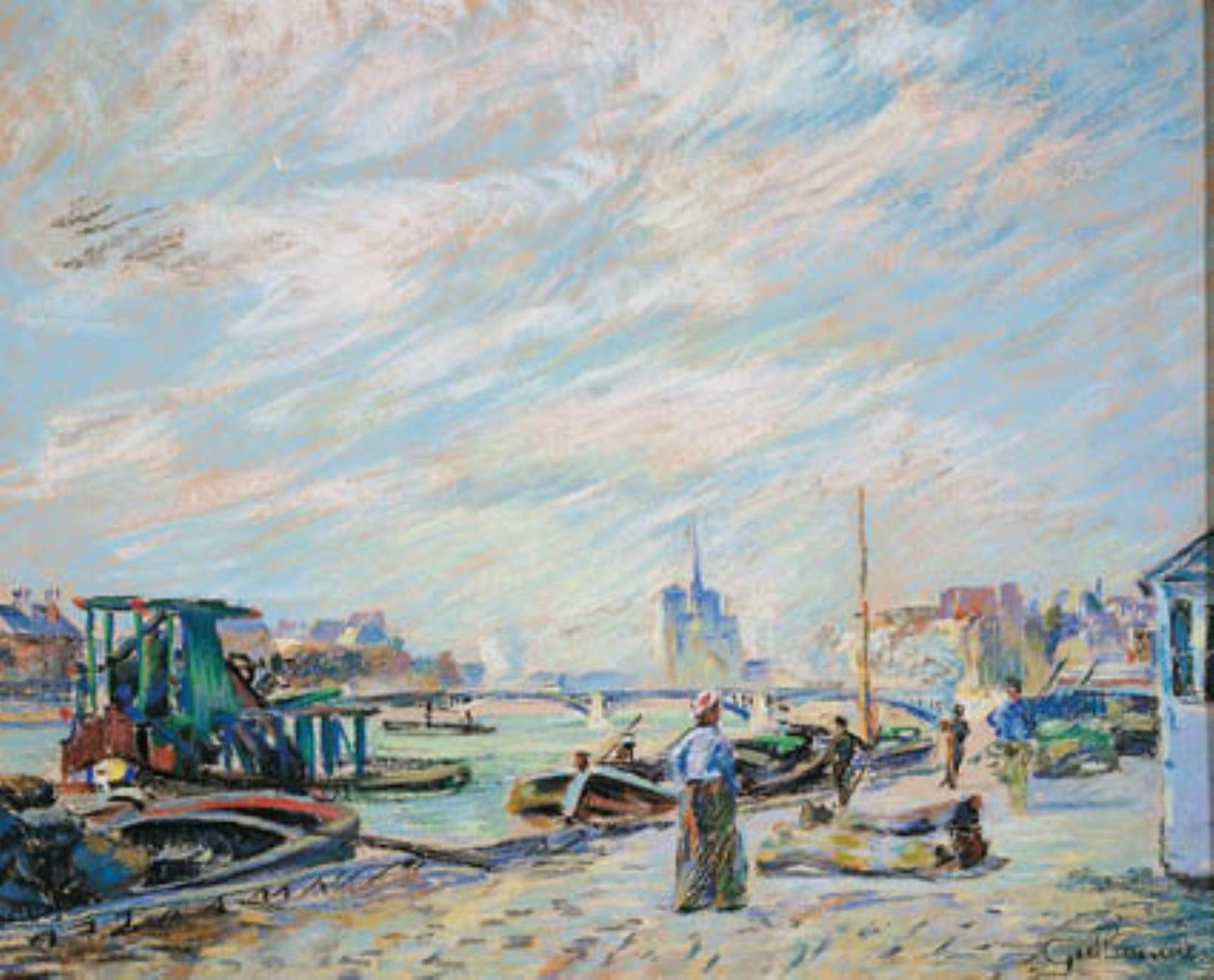Näkymä Quai Sullylle, jota nykyään kutsutaan nimellä Quai Henri IV, taustalla Notre Dame tekijältä Armand Guillaumin