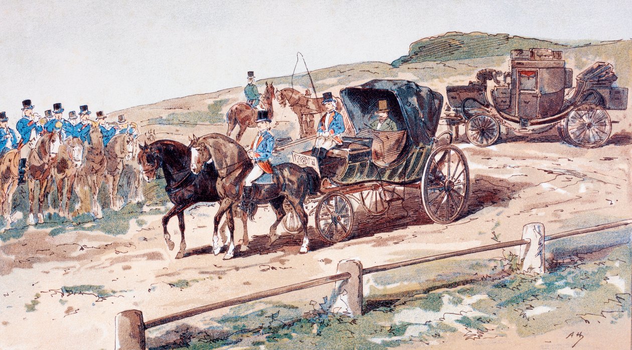 Kärryhevoselle asennettu postiljonki, 1800-luku, 1886 tekijältä Armand Jean Heins