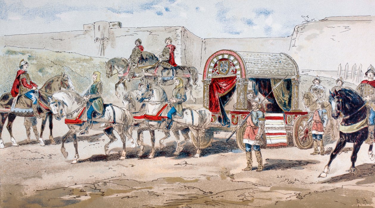 Hevosvetoinen kuninkaallinen valmentaja 800-luvulta, 1886 tekijältä Armand Jean Heins