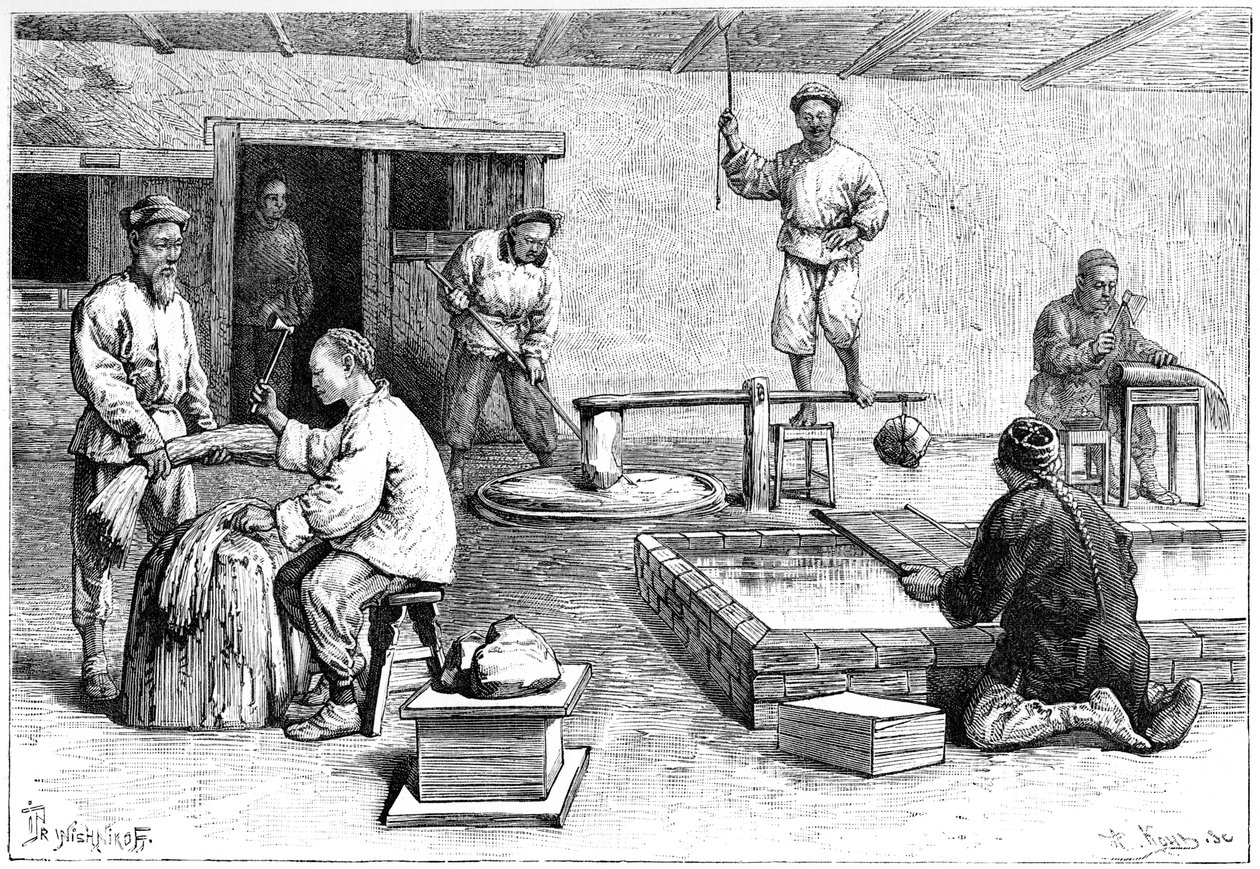Paperitehdas, Kiina, 1895. tekijältä Armand Kohl