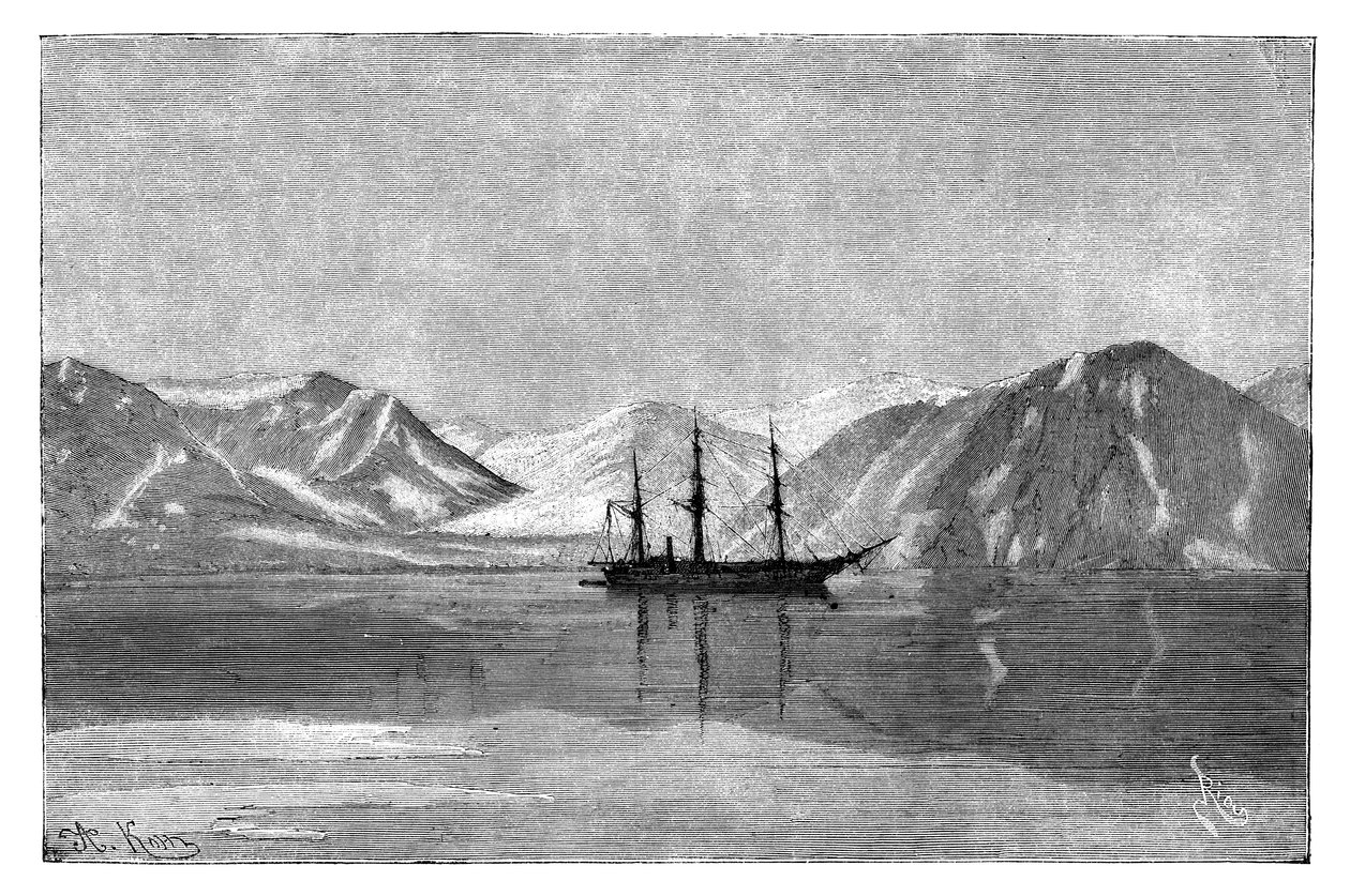 Vega ankkurissa Konyam Bayssä, Siperiassa, Venäjällä, 1895. tekijältä Armand Kohl