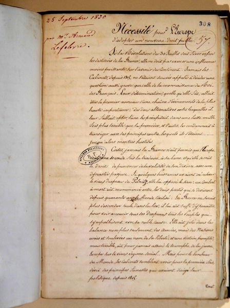 Muistio Euroopan tarpeesta hyväksyä uusi julkisoikeus tekijältä Armand Lefebvre
