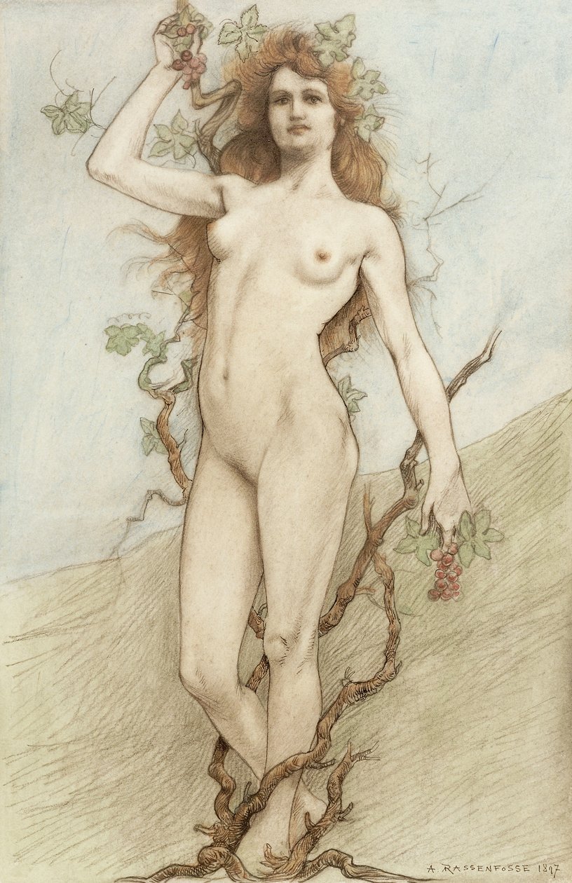Nainen nude rypäleillä tekijältä Armand Rassenfosse