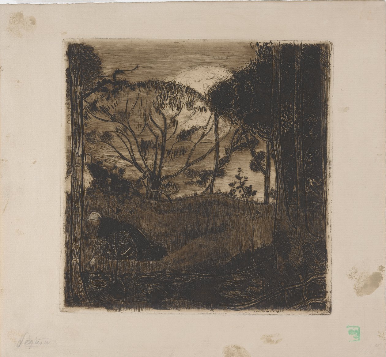 Le Soir (ilta) tai La Glaneuse (The Gleaner) 1893 (etsaus, akvatinta, pesu ja ruletti) tekijältä Armand Séguin