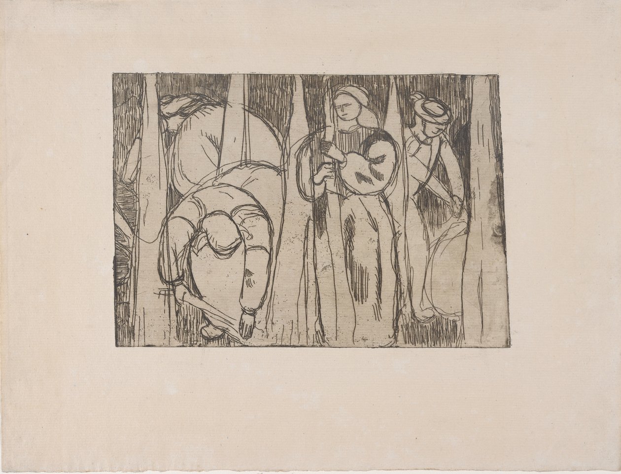 Les Rouisseuses (Pellankeräilijät) 1893 (etsaus) tekijältä Armand Séguin