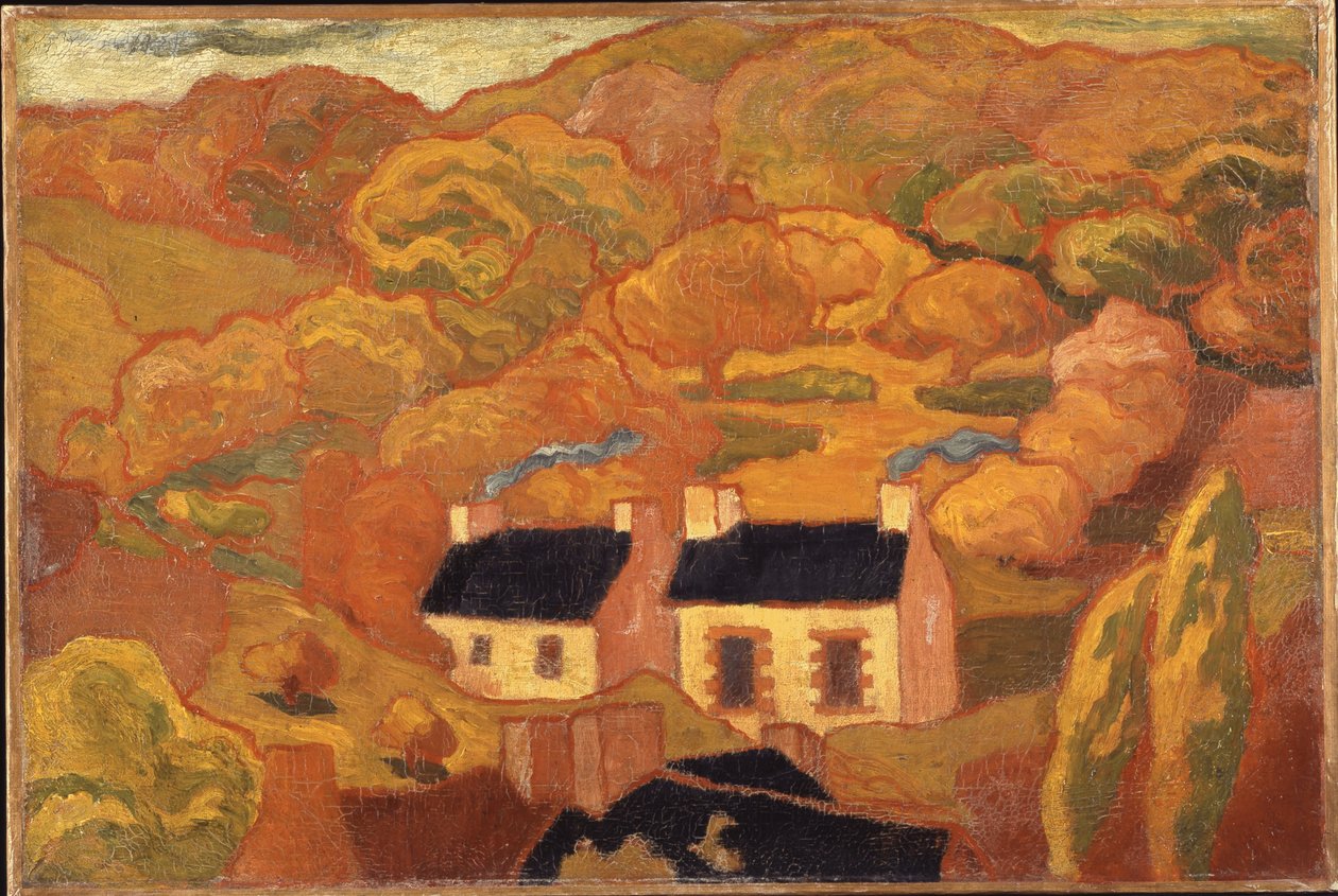 Kaksi olkikattoista mökkiä (Les deux chaumieres) n. 1893-1894 (öljy kankaalle) tekijältä Armand Séguin