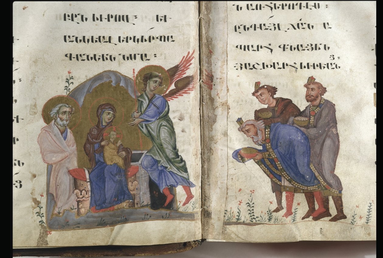 Evankeliumi neljän evankelistan mukaan, Kilikia, 1200-luvun toinen puoli (muste, läpinäkymätön akvarelli ja kulta pergamentilla) tekijältä Armenian School