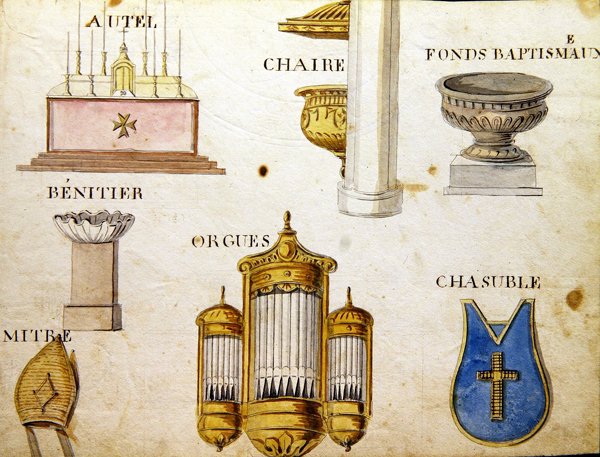 Kuvitukset lähteestä "A French Alphabet Book of 1814", julkaisija Charles Plante Fine Arts. tekijältä Arnaud de Beauregard