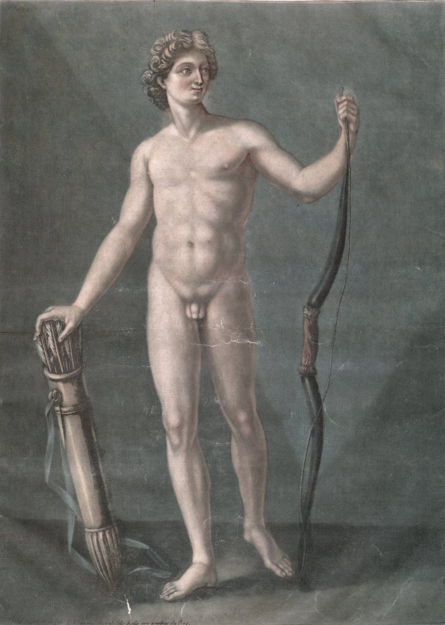Apollo, ihanteellinen anatomia (mezzotint) tekijältä Arnauld Eloi Gautier D