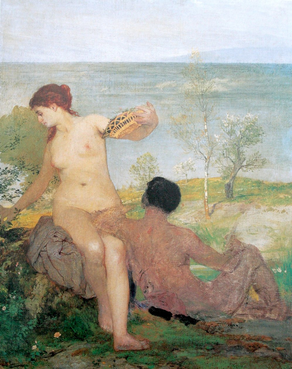 Mädchen und Jüngling beim Blumenpflücken tekijältä Arnold Böcklin