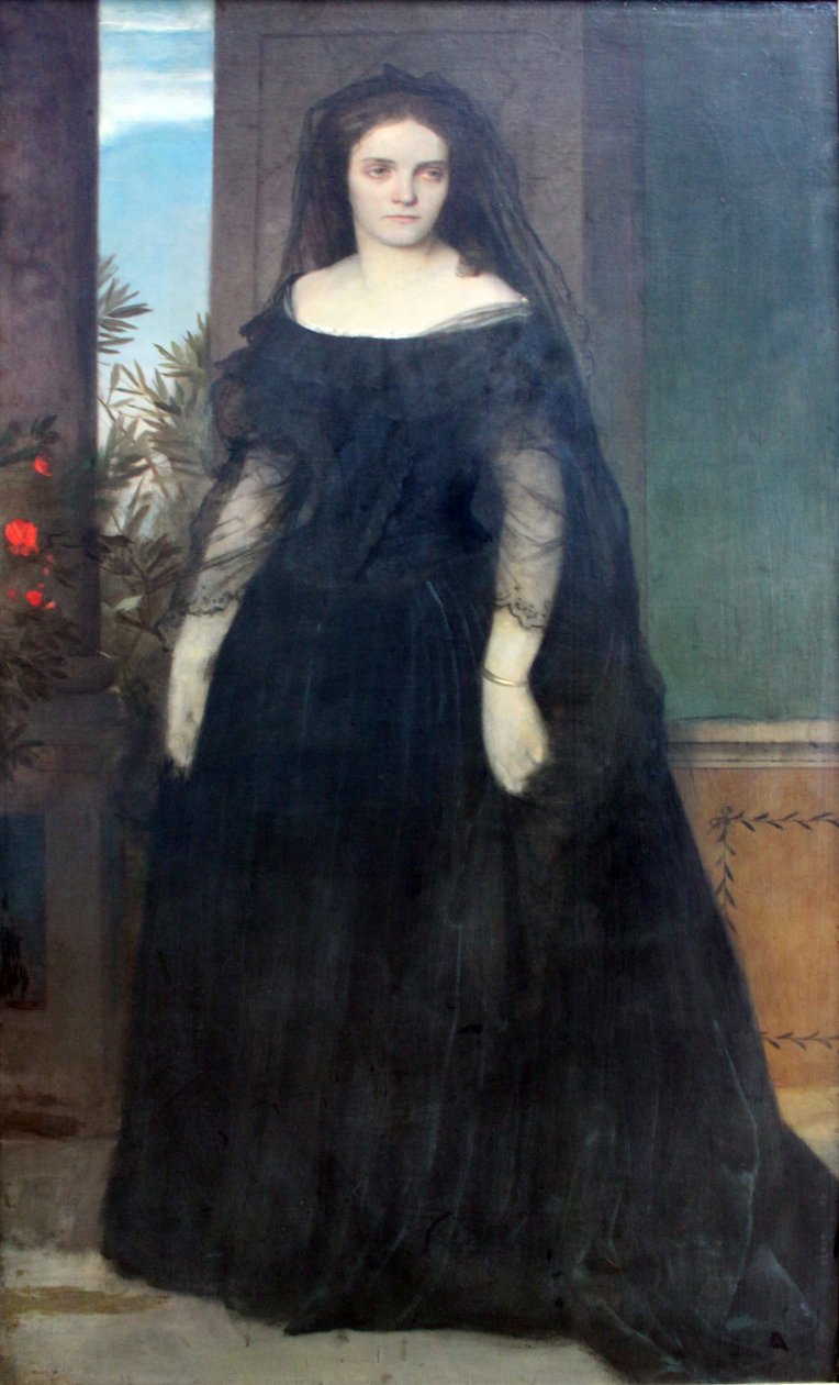 Muotokuva näyttelijä Fanny Janauschekista tekijältä Arnold Böcklin