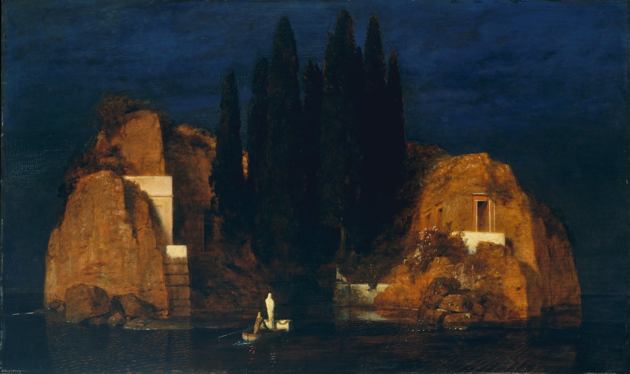 Kuolleiden saari, toinen versio, 1880 (öljy puulle) tekijältä Arnold Böcklin