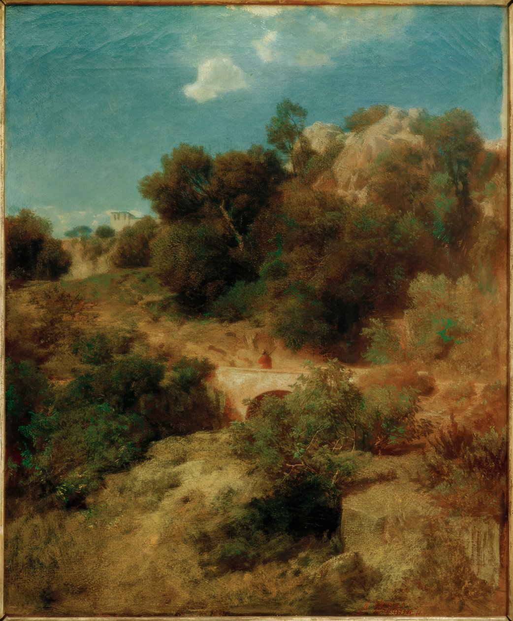 Felsiges Bergland mit Brücke tekijältä Arnold Böcklin