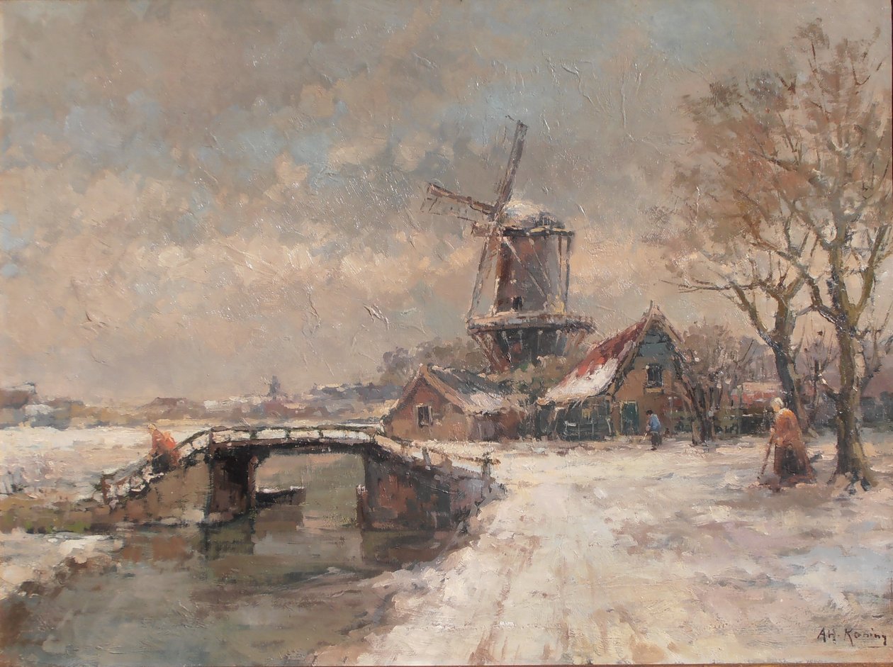 Winterlandschap tapasi Molenin tekijältä Arnold Hendrik Koning